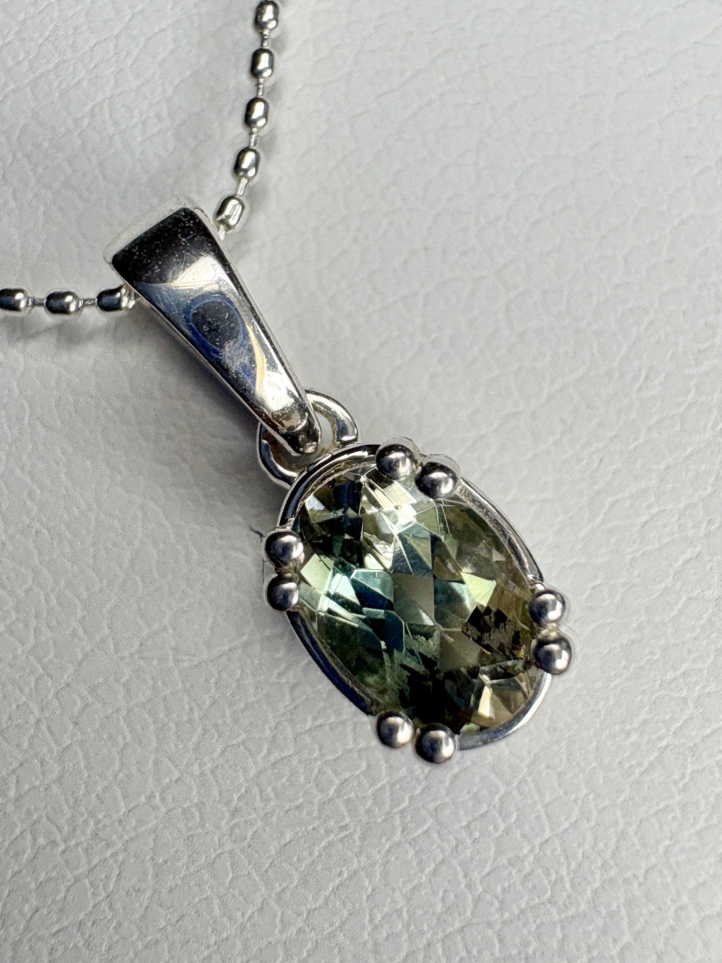Teal Green Oregon Sunstone Solitaire Pendant Necklace Sterling Silver