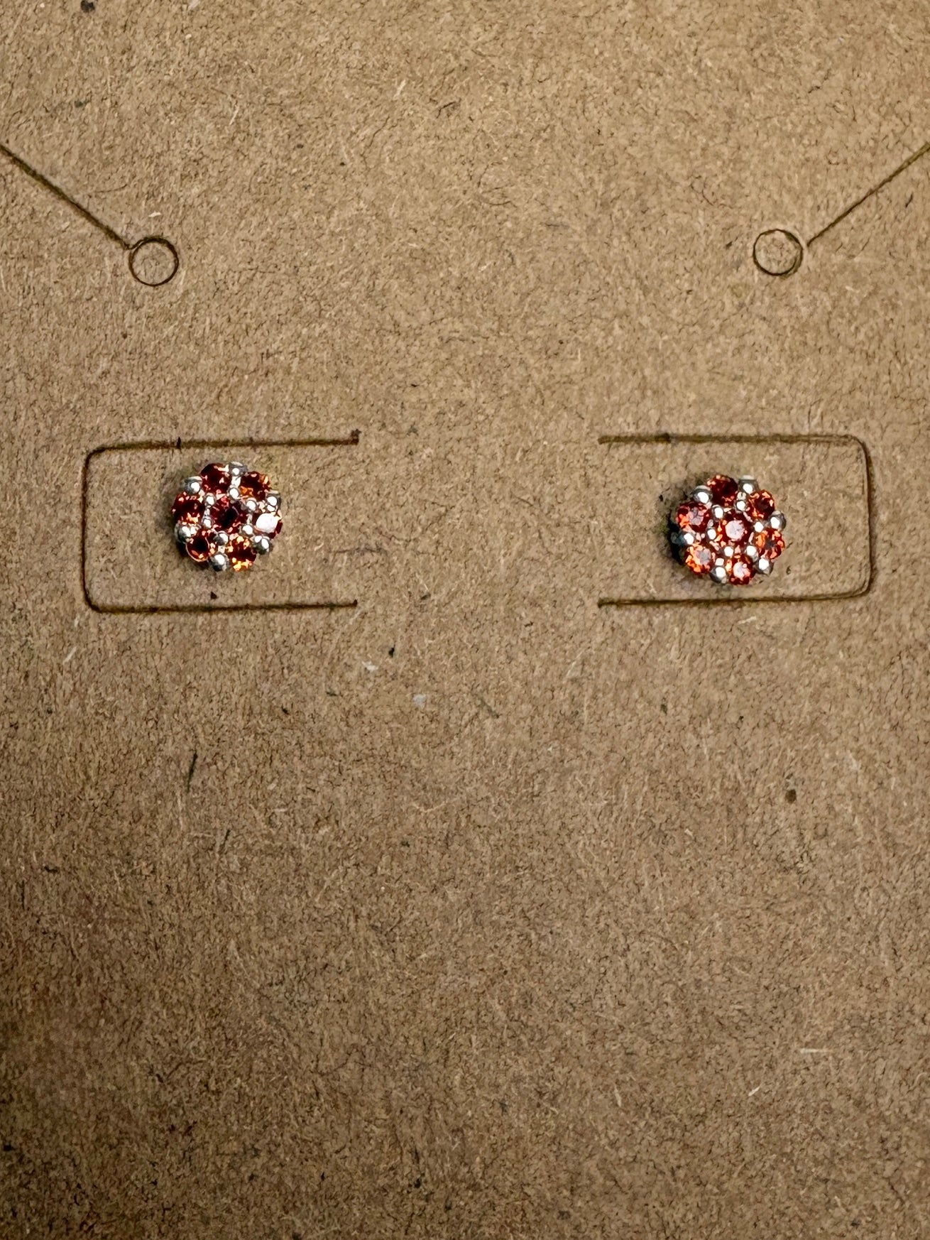 Arizona Anthill Garnet Cluster Stud Earrings Sterling Silver 4.3mm