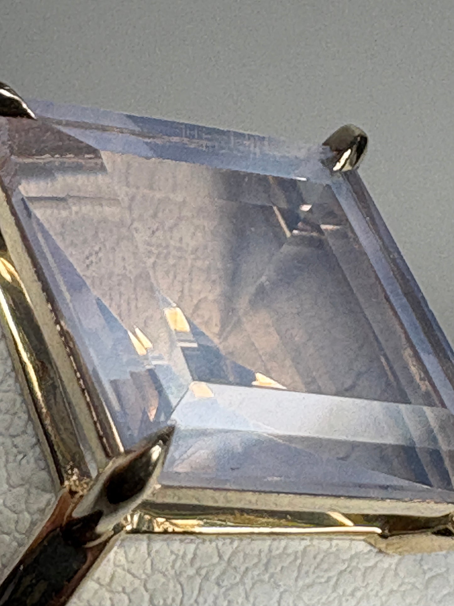 Lavender Quartz Fancy Cut Kite Shaped Solitaire Ring in 9k Gold size 7