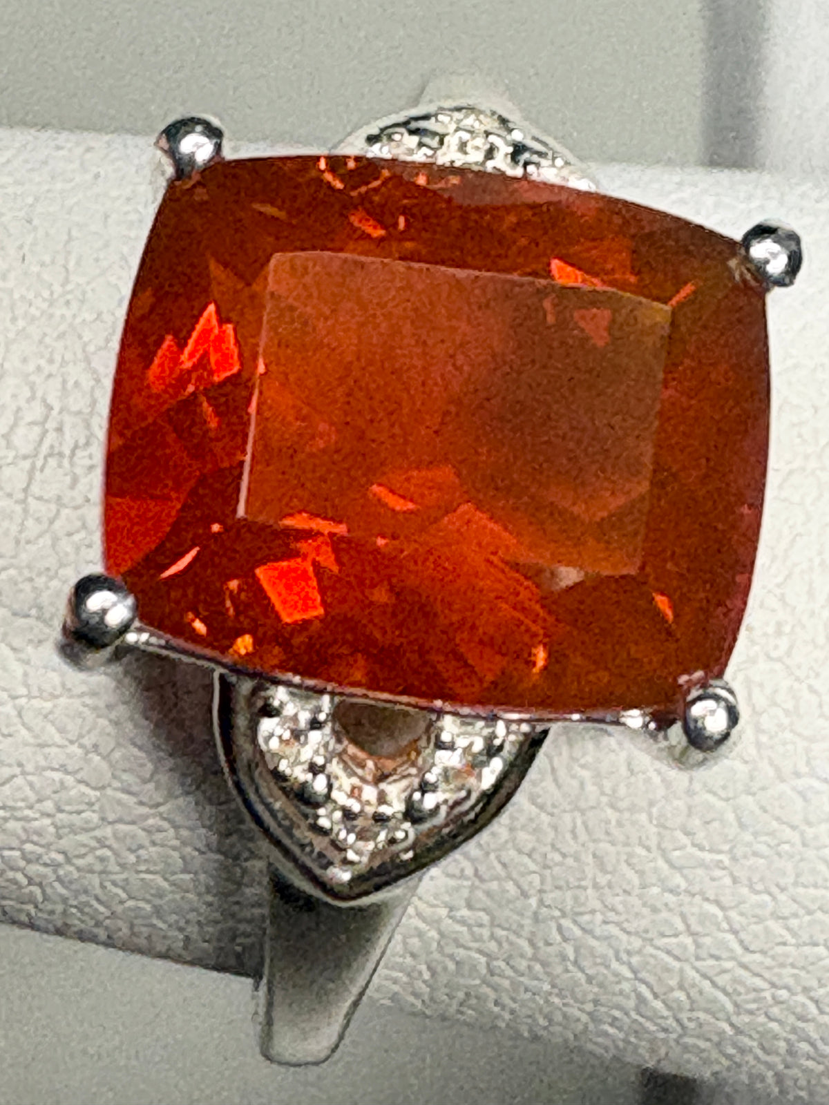 Large Oregon Fire Opal Ring in Sterling Silver size 7