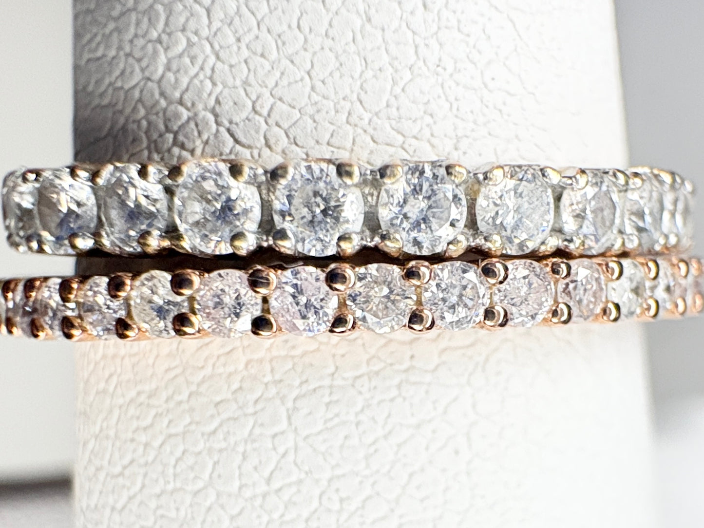 Natural Faint to Very Light Natural Pink Diamond Stackable Full Eternity Band Ring 9k Rose Gold size 8