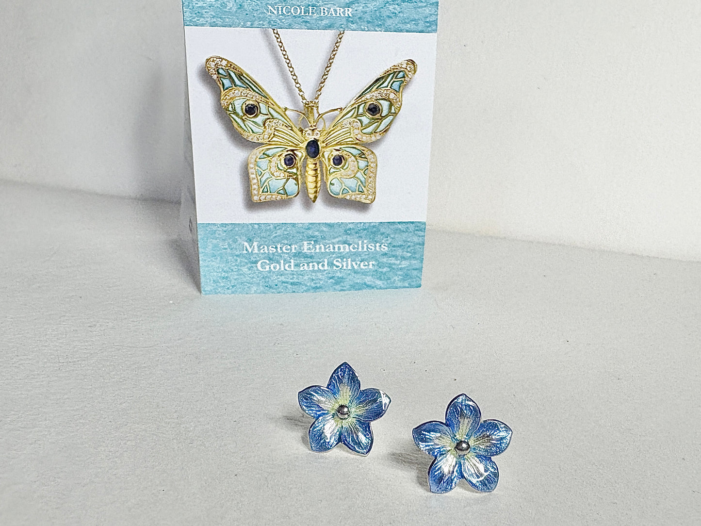 Blue Forget-Me-Not Post Earrings. Sterling Silver