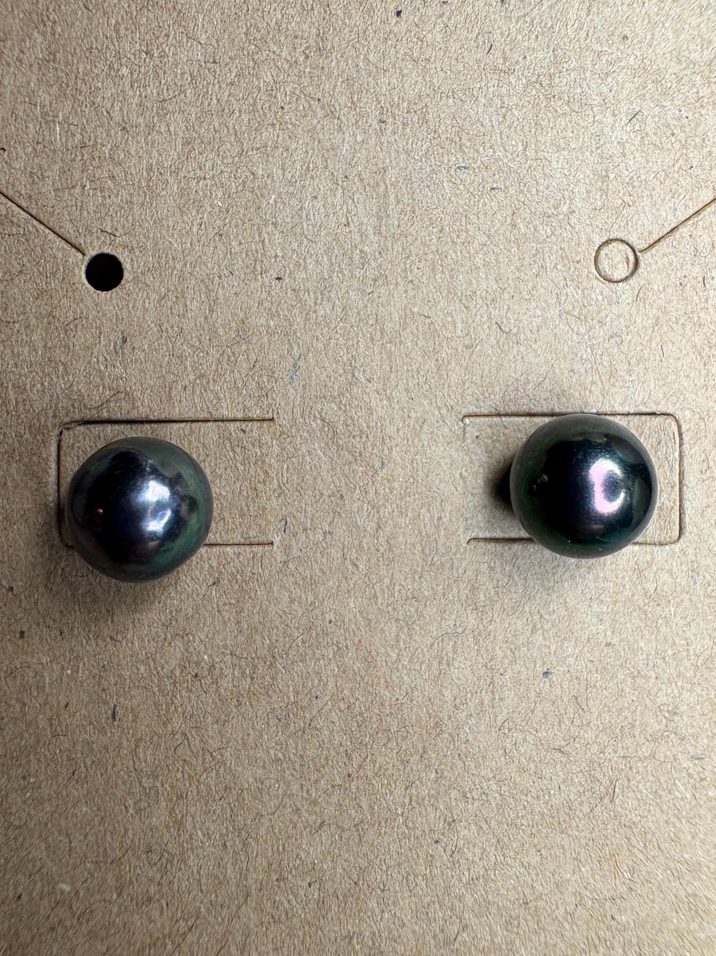 Black Akoya Cultured Pearl Stud Earrings 6.8mm - NewLifeJewelryVault