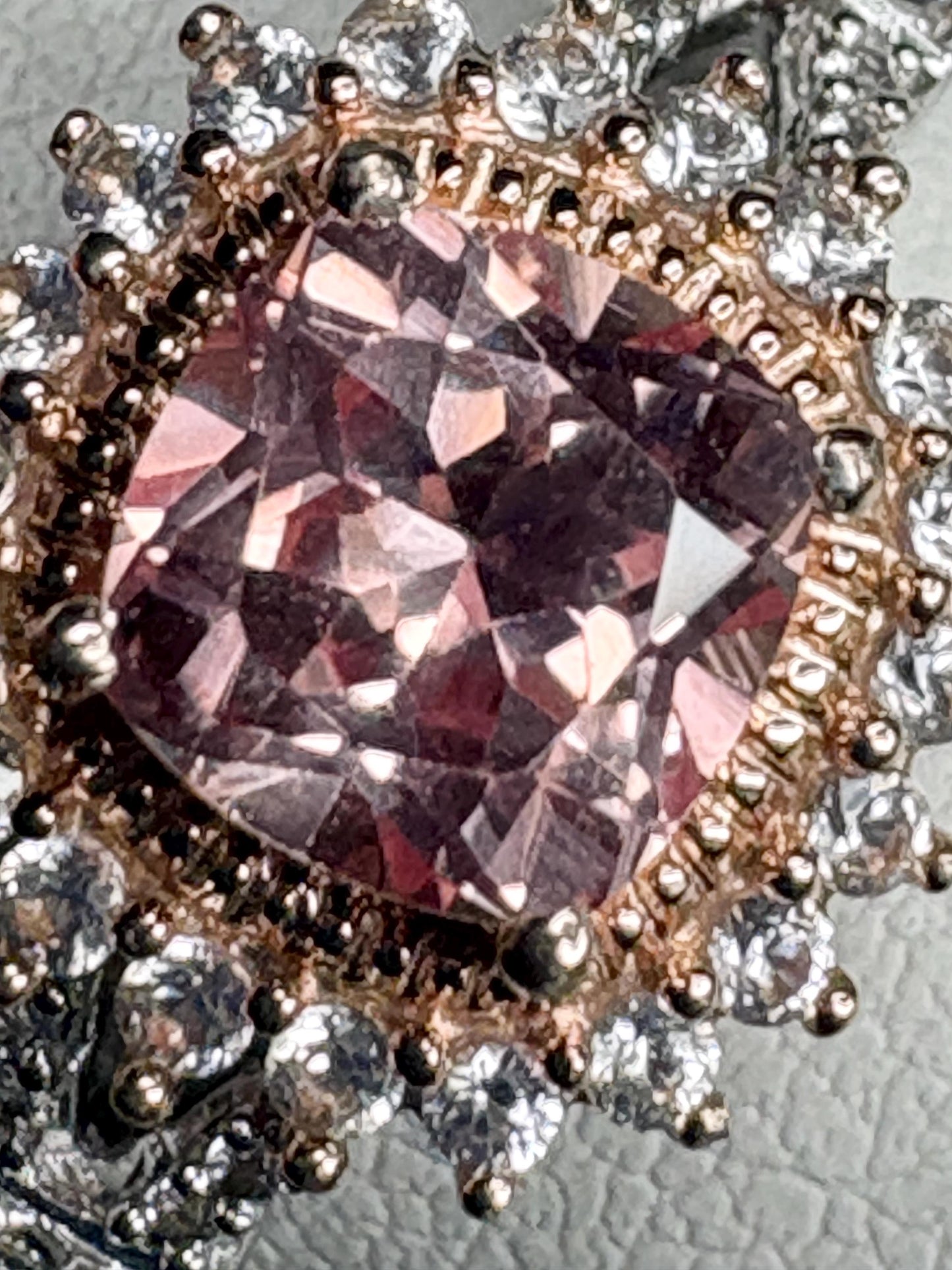 Simulated Morganite Halo Ring in Sterling Silver size 6.75 - NewLifeJewelryVault
