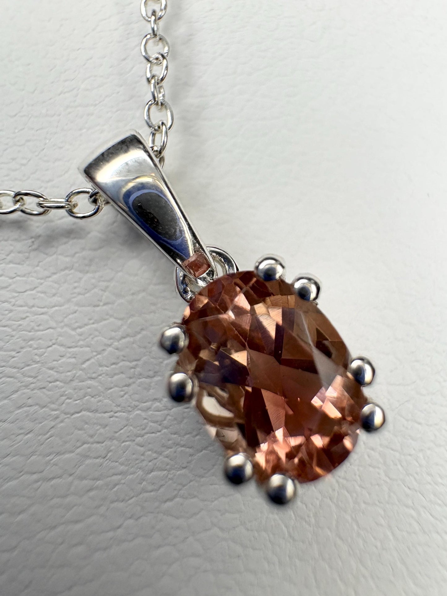 Oregon Sunstone Light Red Pendant Necklace Sterling Silver Adjustable 16-18" - NewLifeJewelryVault