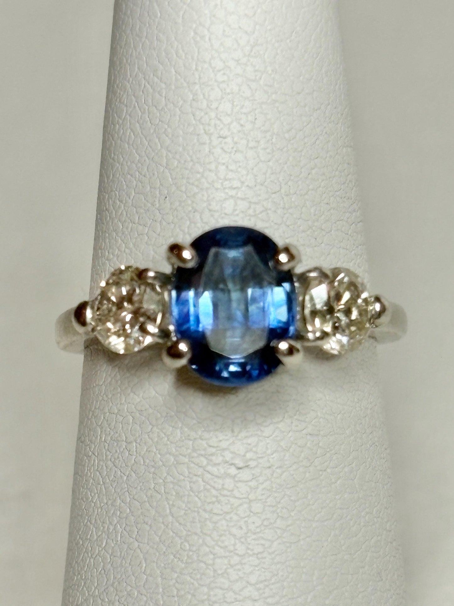 Sapphire and Diamond Platinum Band Ring size 5.5 - NewLifeJewelryVault
