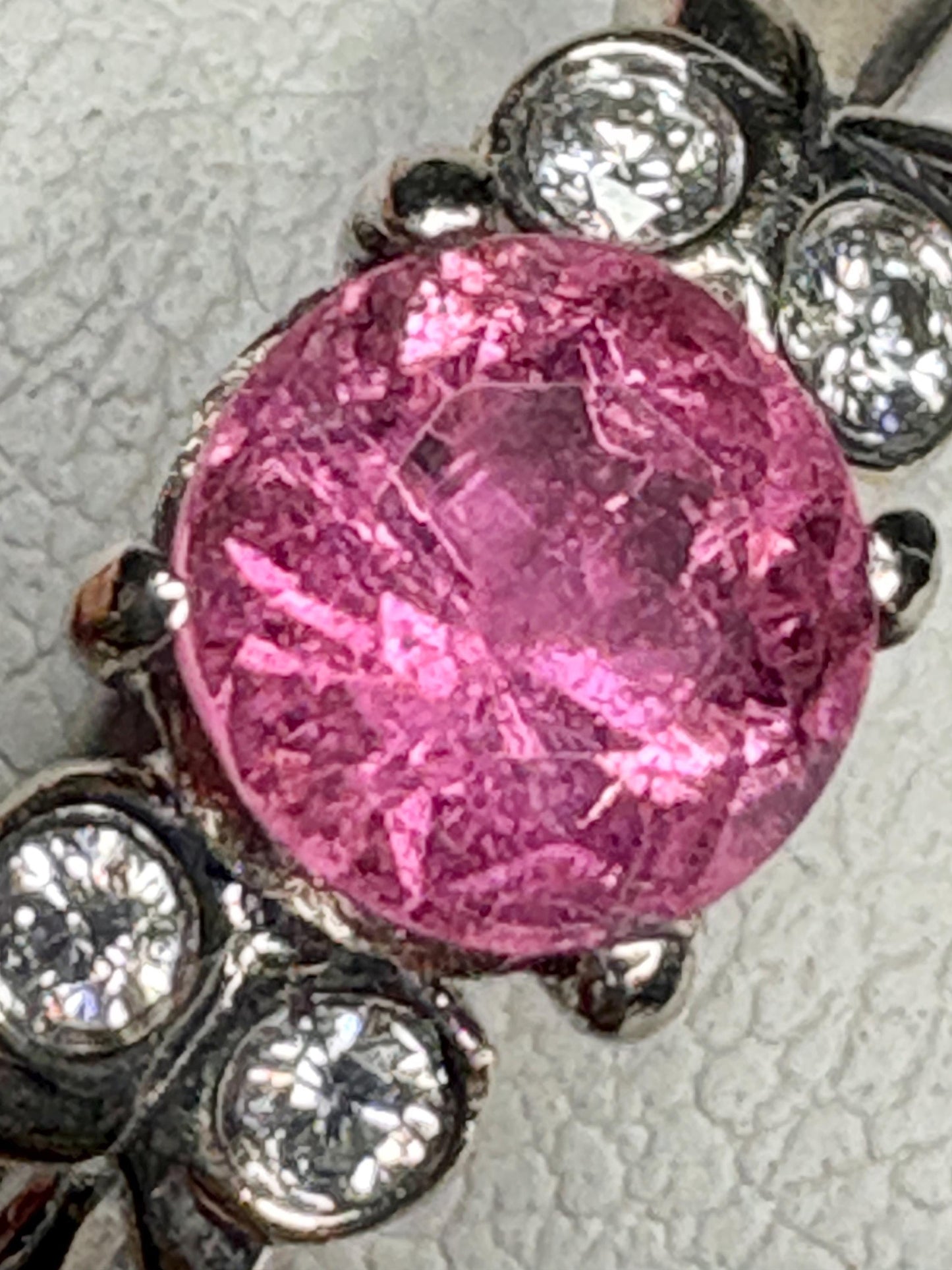 Pink Tourmaline and Diamond Ring Solid 14k White Gold size 6.5 - NewLifeJewelryVault