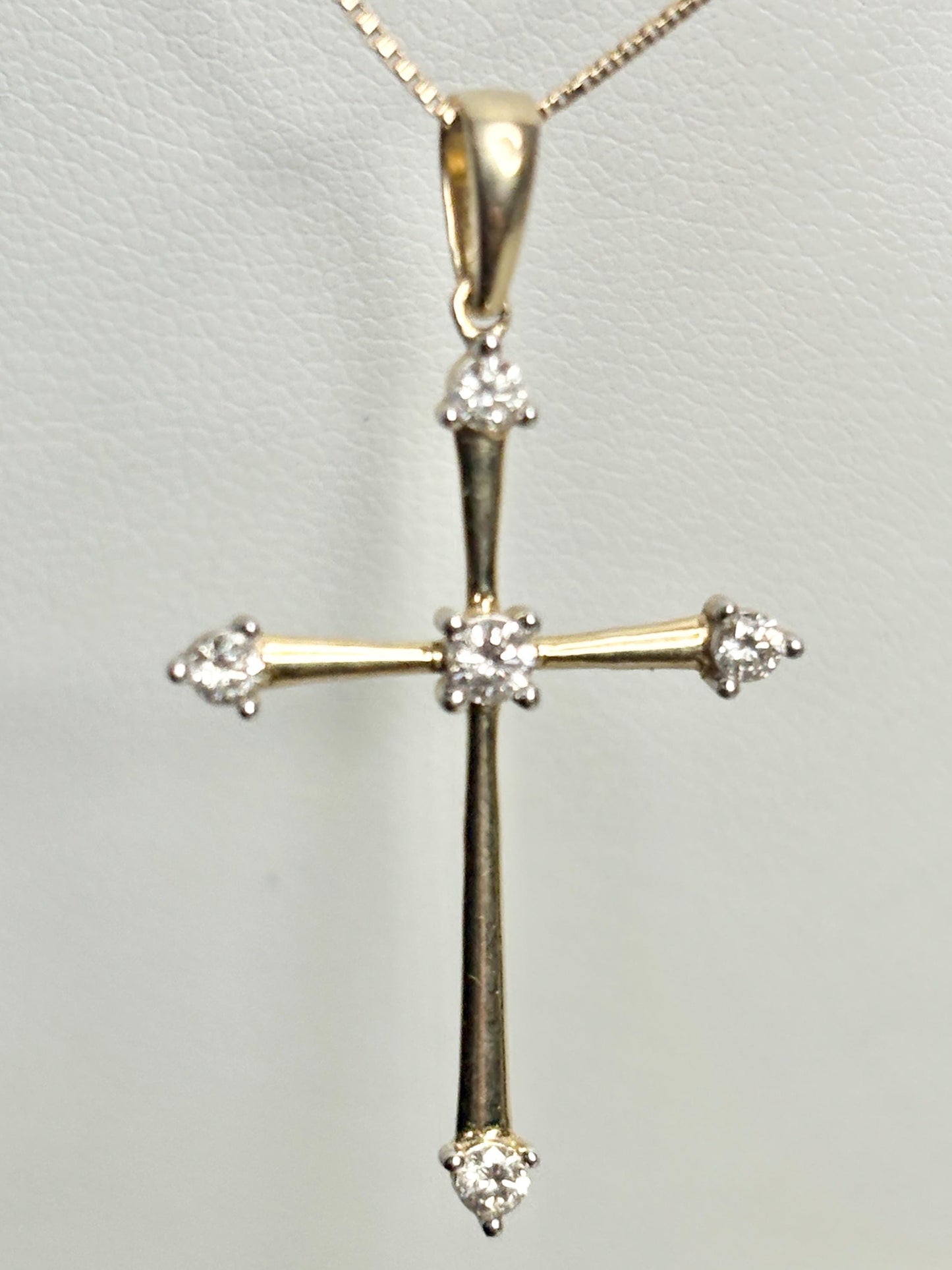 Internally Flawless Natural Diamond Cross Pendant 9k on 14k Box Necklace 14k 21" - NewLifeJewelryVault
