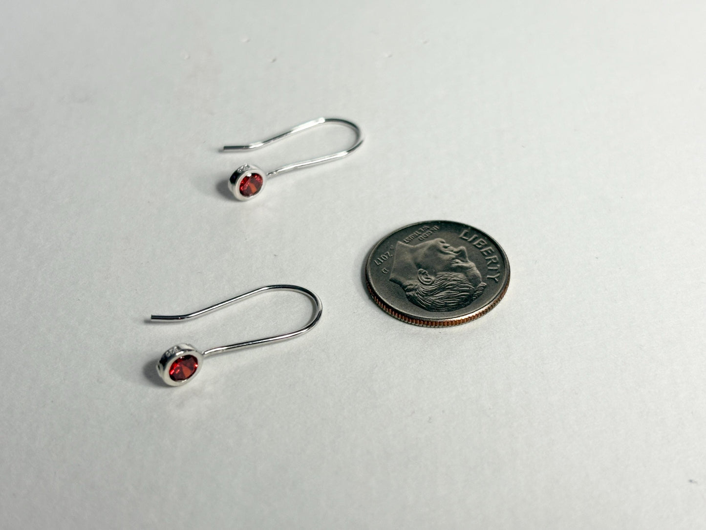 Arizona Garnet Bezel Drop Earrings in Sterling Silver - NewLifeJewelryVault