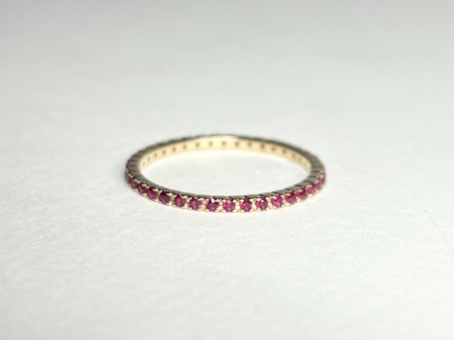 Natural Ruby Petite Full Eternity Band Ring Solid 14k Gold size 7 - NewLifeJewelryVault