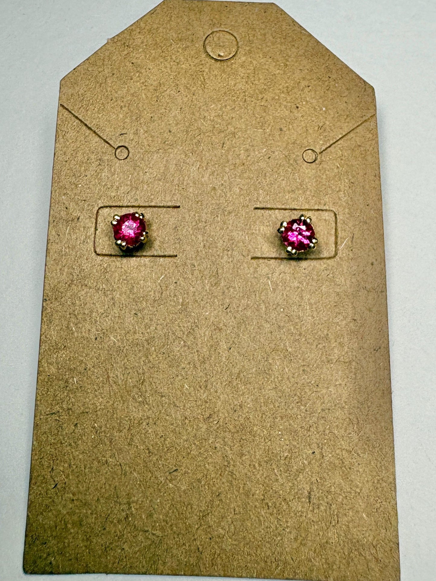 Rubellite Tourmaline Hot Pink Stud Earrings Solid 18k Gold 4mm - NewLifeJewelryVault