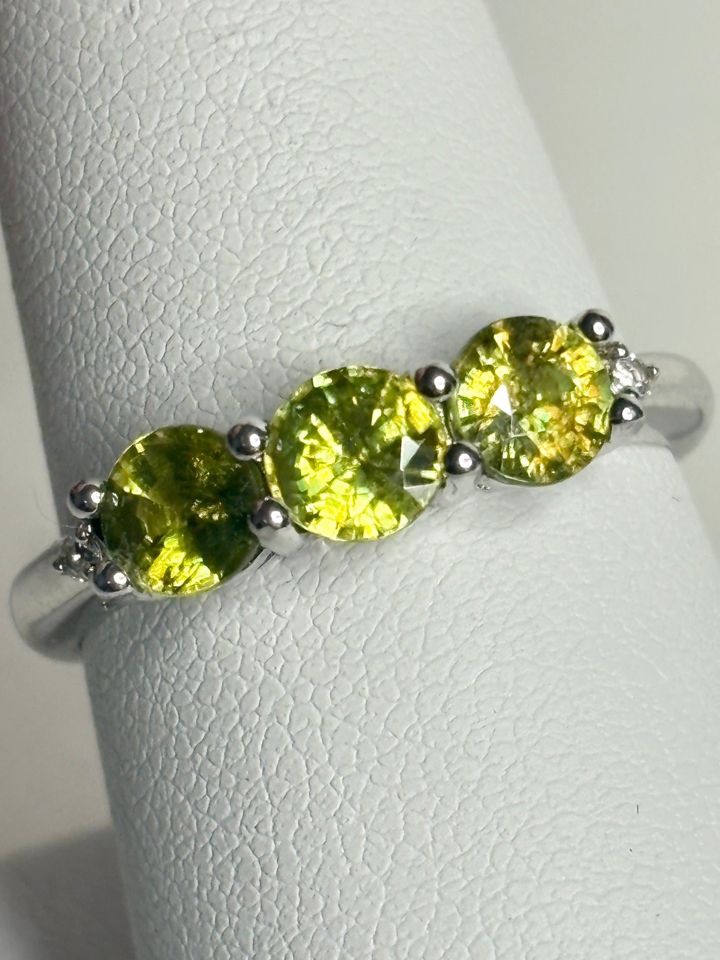 Natural Yellow Sphene Ring in Sterling Silver size 8.75