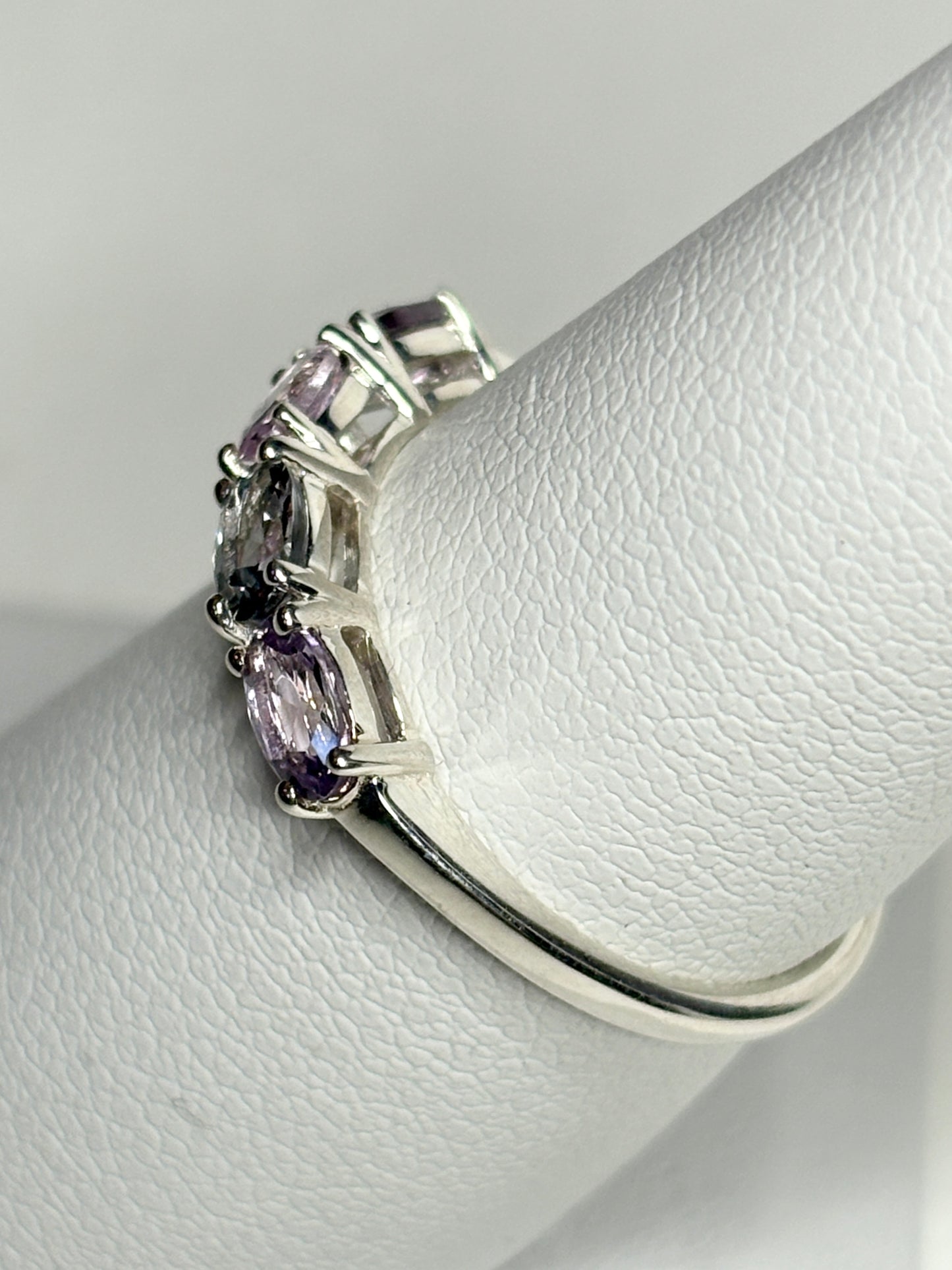 Multi Color Spinel Band Ring Sterling Silver size 7