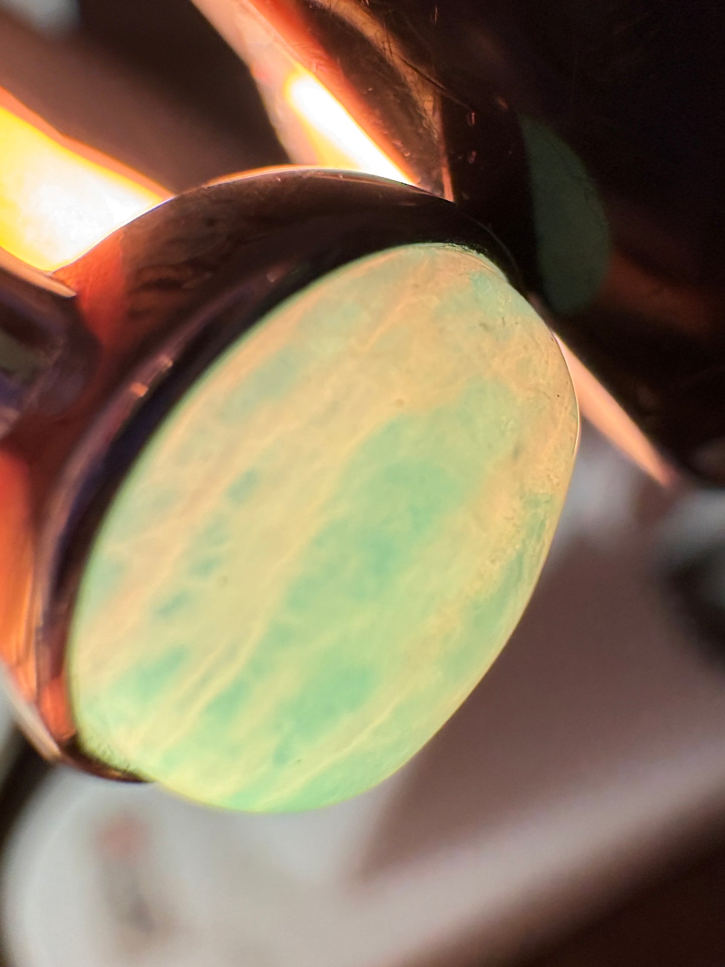 Peruvian Untreated Amazonite Bezel Set Ring Sterling Silver size 7