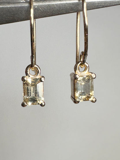 Yellow Untreated Montana Sapphire Dangle Drop Earrings Solid 9k Gold