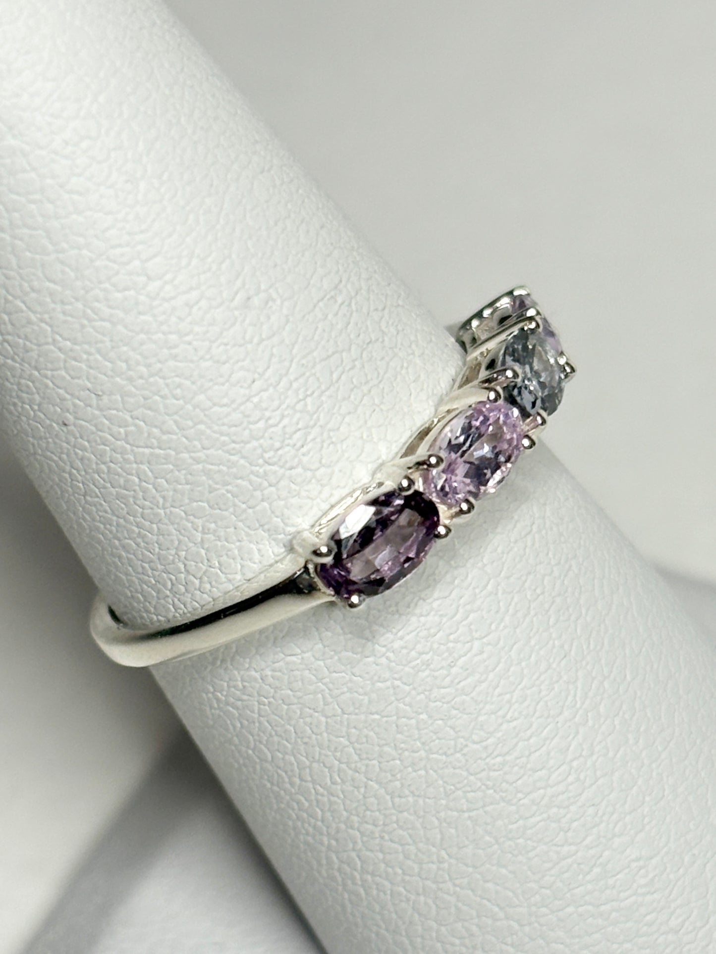 Multi Color Spinel Band Ring Sterling Silver size 7