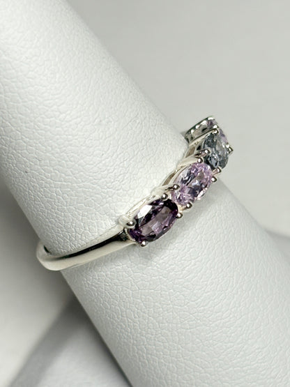 Multi Color Spinel Band Ring Sterling Silver size 7