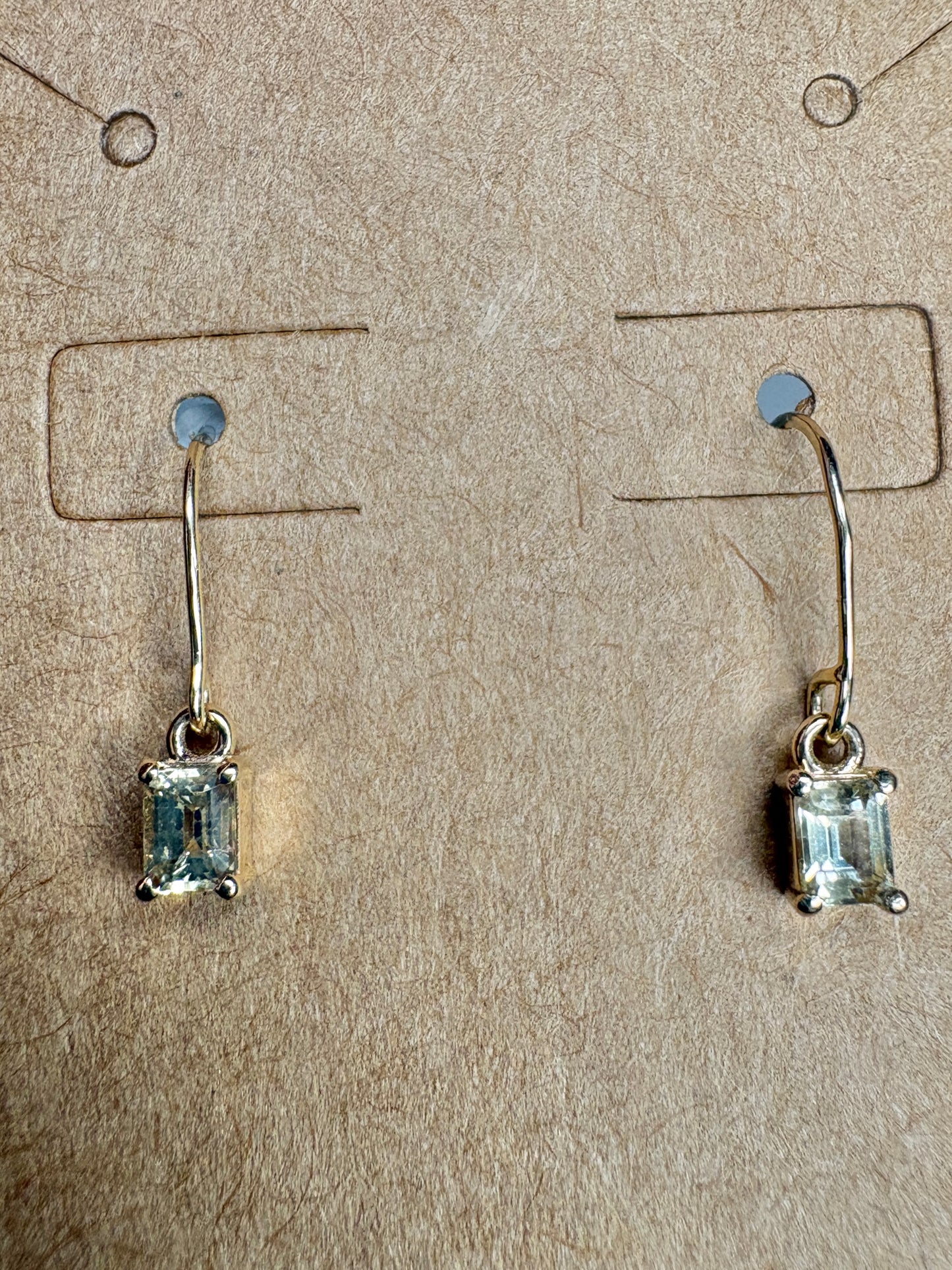 Yellow Untreated Montana Sapphire Dangle Drop Earrings Solid 9k Gold