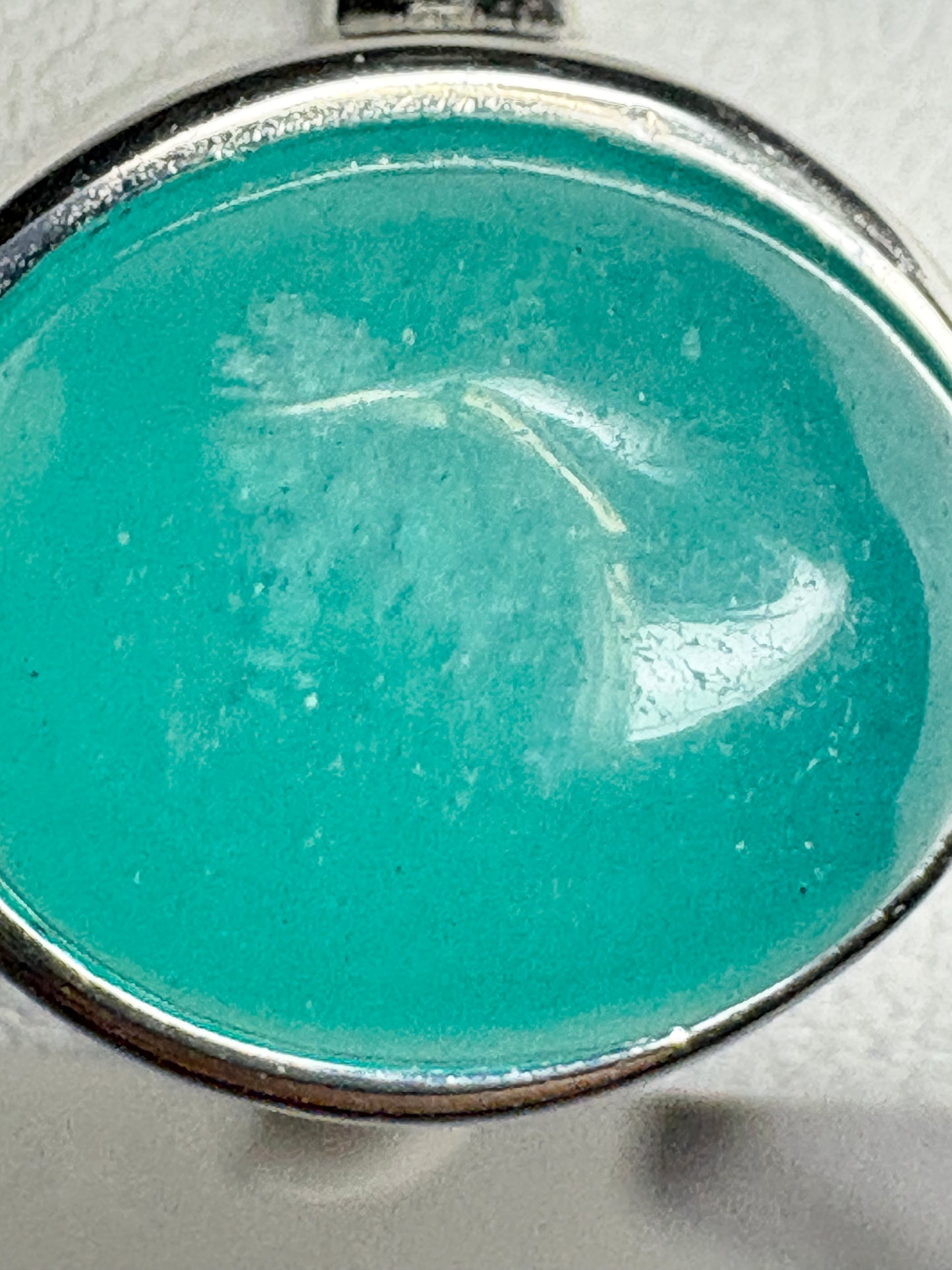 Peruvian Untreated Amazonite Bezel Set Ring Sterling Silver size 7