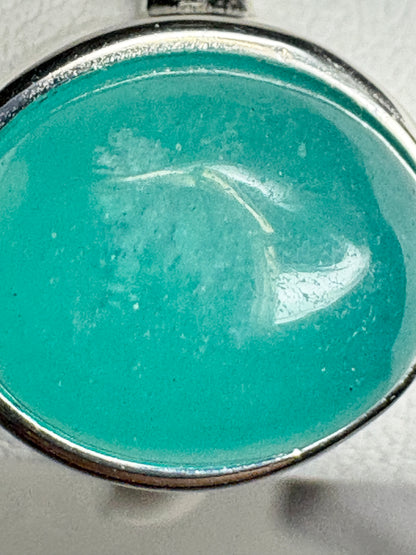 Peruvian Untreated Amazonite Bezel Set Ring Sterling Silver size 7