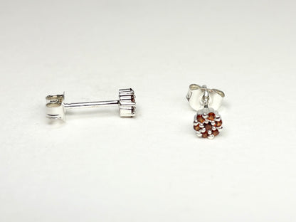 Arizona Anthill Garnet Cluster Stud Earrings Sterling Silver 4.3mm