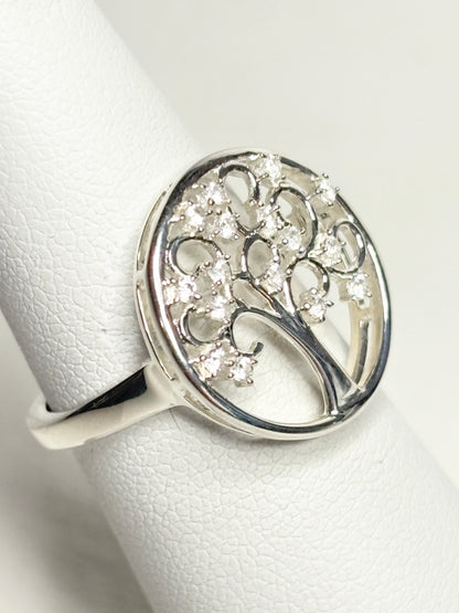 Tree of Life Ring with Natural Zircon Sterling Silver size 5