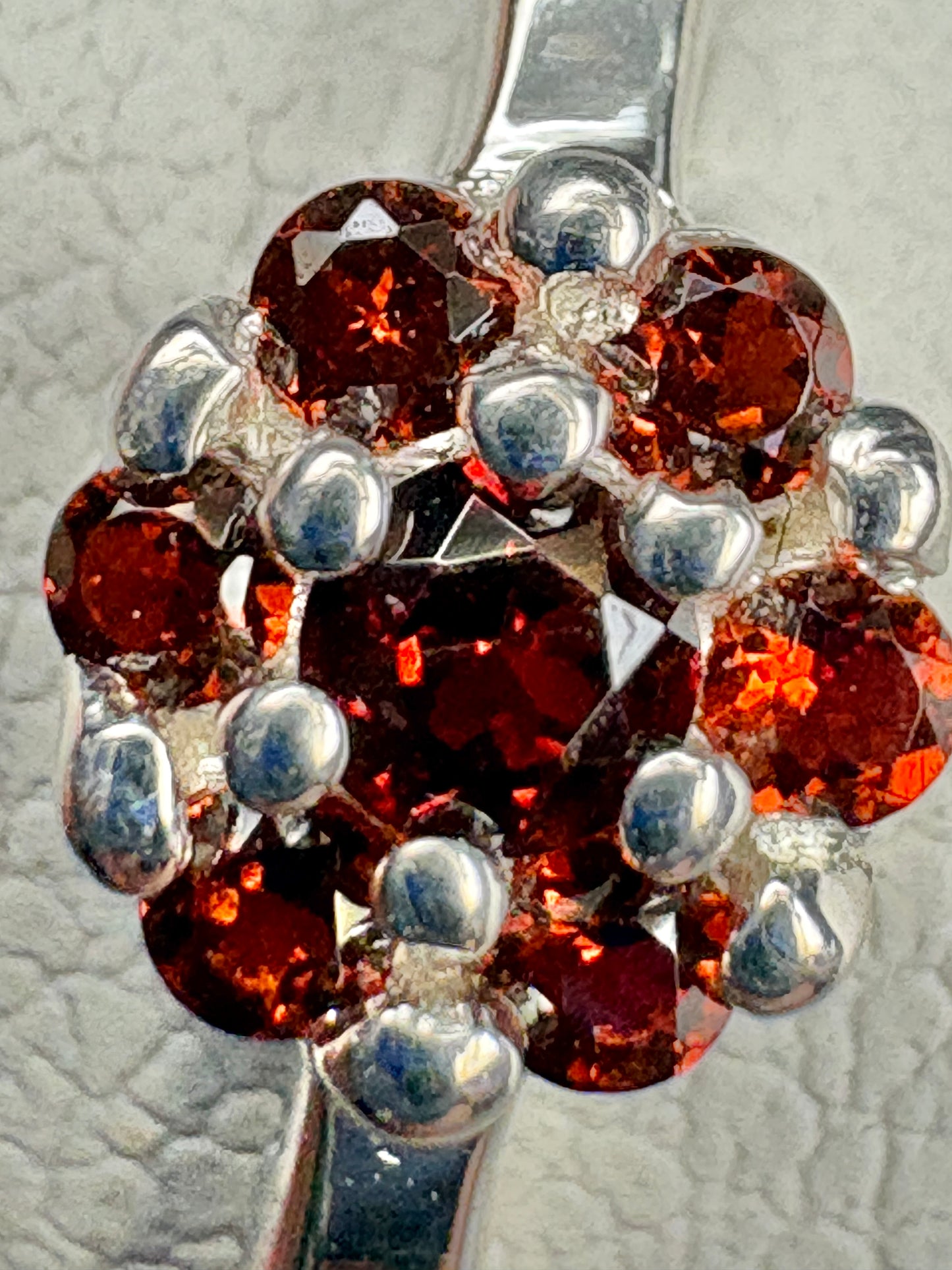 Arizona Anthill Garnet Cluster Ring Sterling Silver 5.52mm