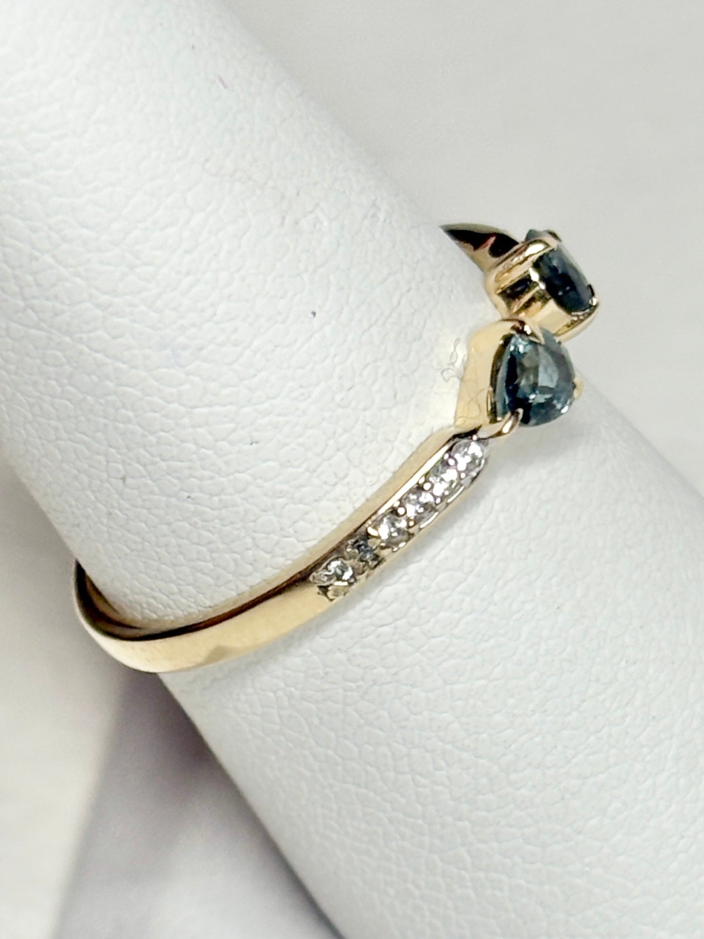 Sapphire and White Zircon Open Band Ring 9k Gold size 7