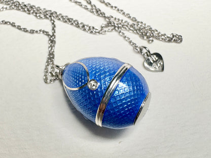 Blue Egg Necklace - Diamonds. Sterling Silver