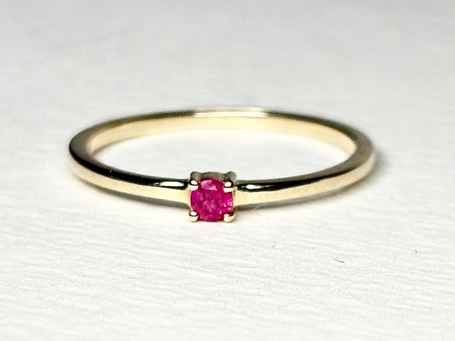 Tiny Bright Read Heat Only Mosambique Ruby Ring 9k Gold size 7