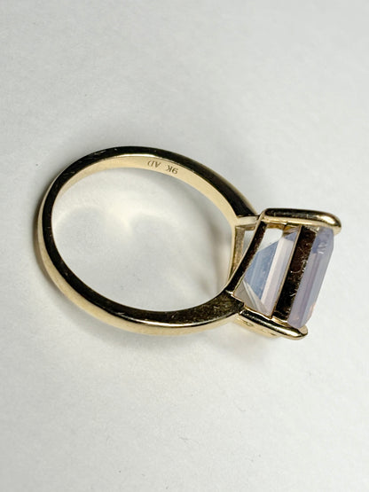 Lavender Quartz Fancy Cut Kite Shaped Solitaire Ring in 9k Gold size 7