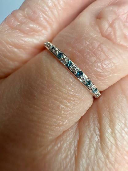 Dainty Blue Diamond Stackable Band Rings Stelring Silver .06ctw size 7