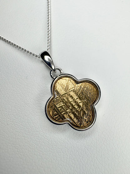 Genuine Gold Plated Meteorite Slice From Sweden in Sterling Silver Adjustable Chain 18-19"