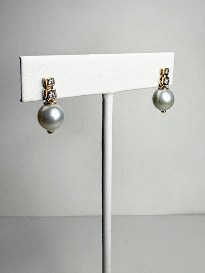 South Sea Drop Earrings Solid 9k Gold 8-9mm
