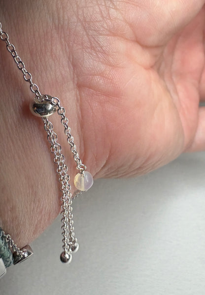 Ethiopian Wello Opal Bead Station Bolo Adjustable Bracelet Sterling Silver