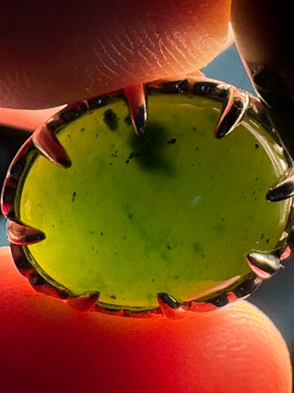 Nephrite Jade British Columbia Canada Ring in Sterlin Silver size 7