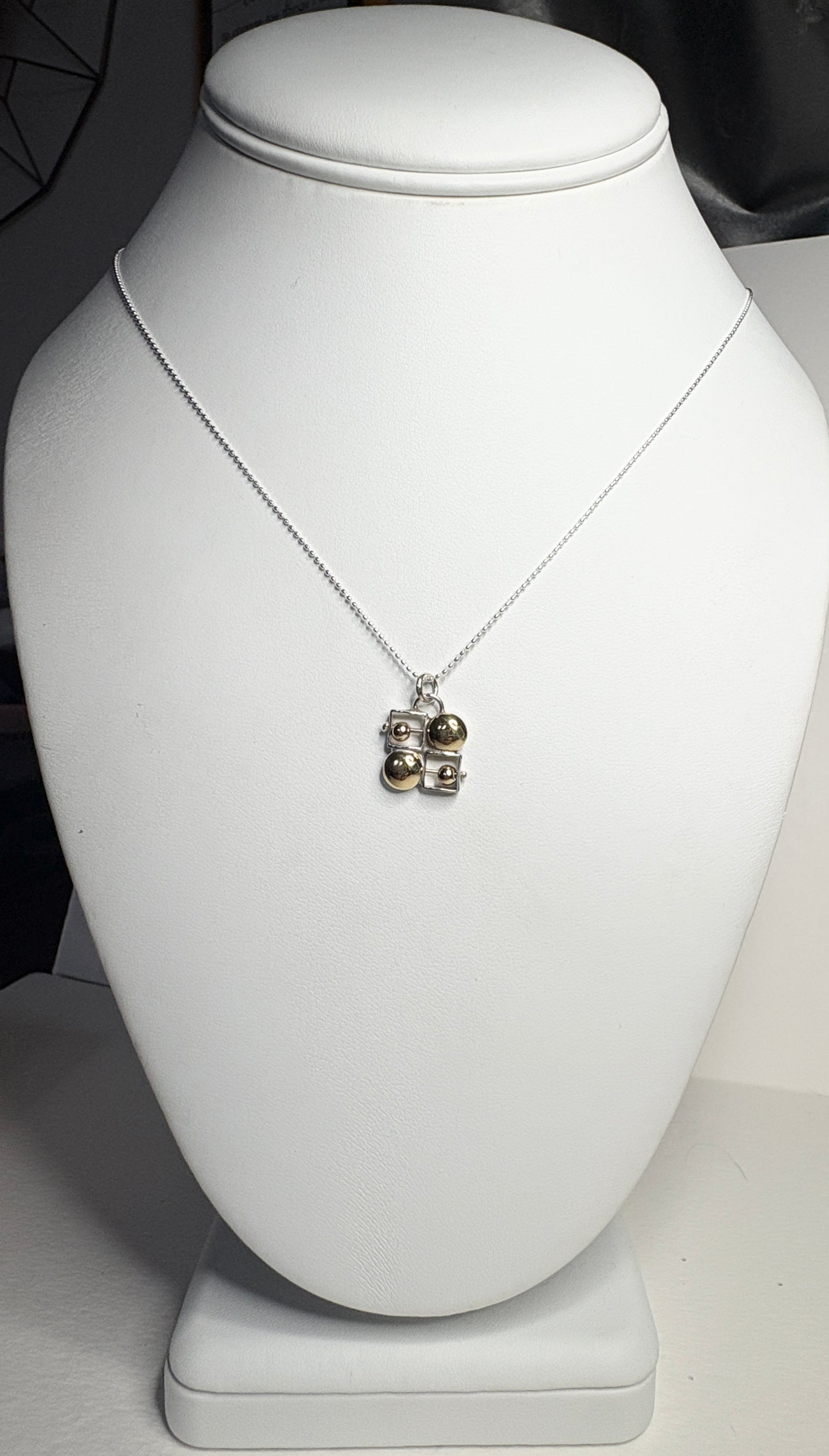 Abacus Pendant Necklace By Danielle Miller in Solid 14k Gold and Sterling Silver 18"