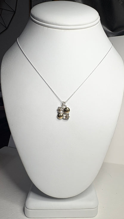 Abacus Pendant Necklace By Danielle Miller in Solid 14k Gold and Sterling Silver 18"