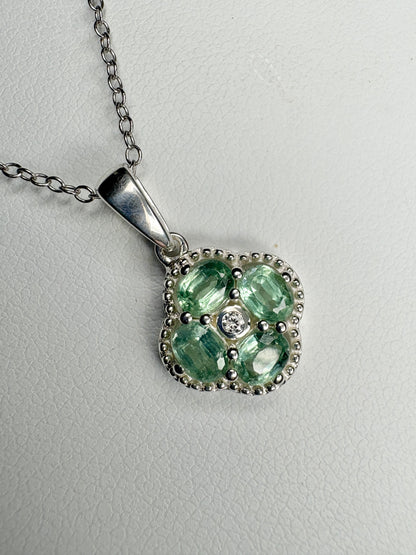 Chrome Kyanite Quatrefoil Pendant Necklace in Sterling Silver 18"