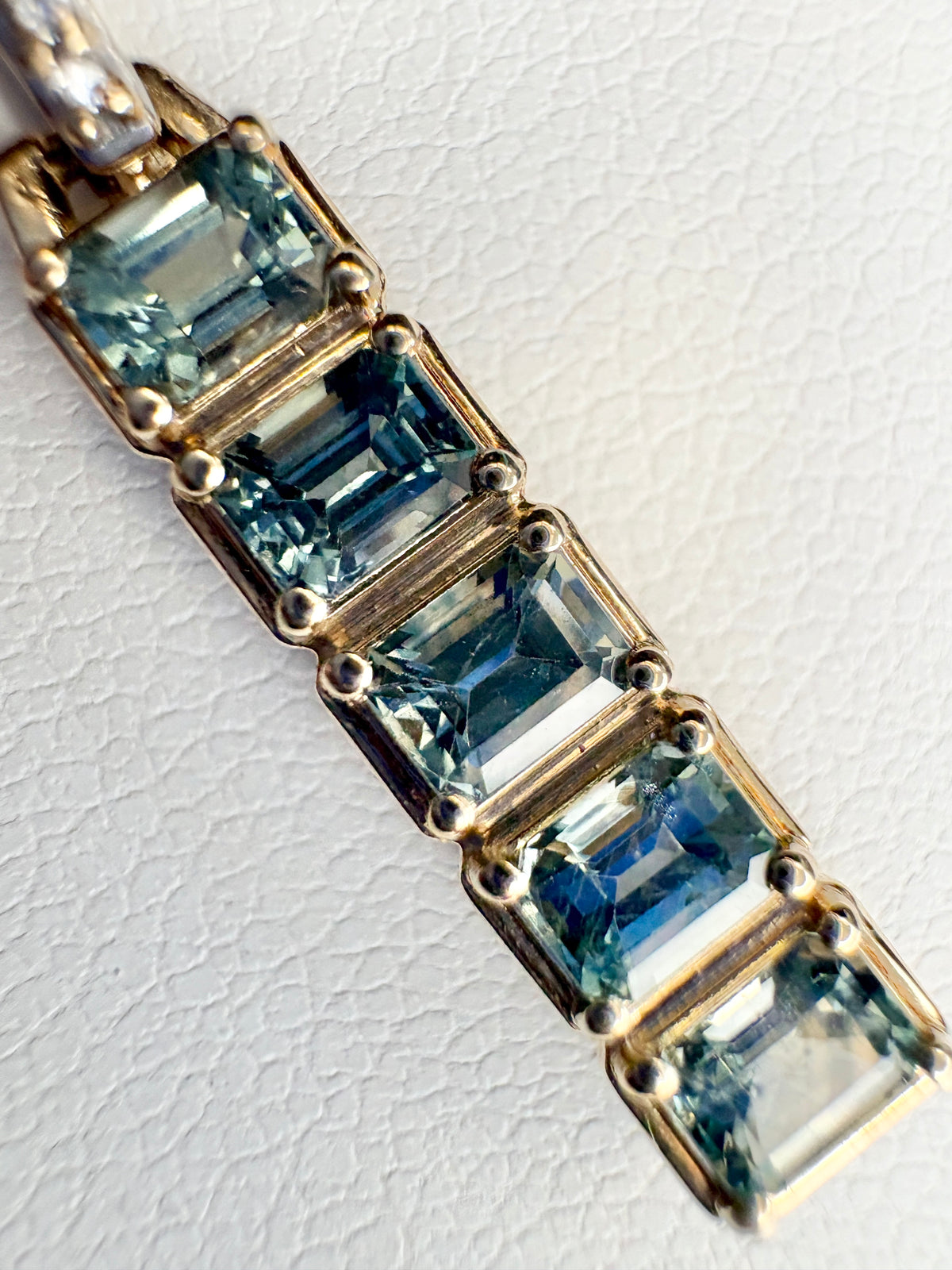 Untreated Montana Bar Sapphire and Diamond Pendant Necklace 9k with 14k Chain 18"