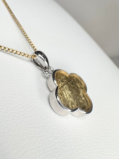 Genuine Gold Plated Meteorite Slice From Sweden in Sterling Silver with GF Chain 18"