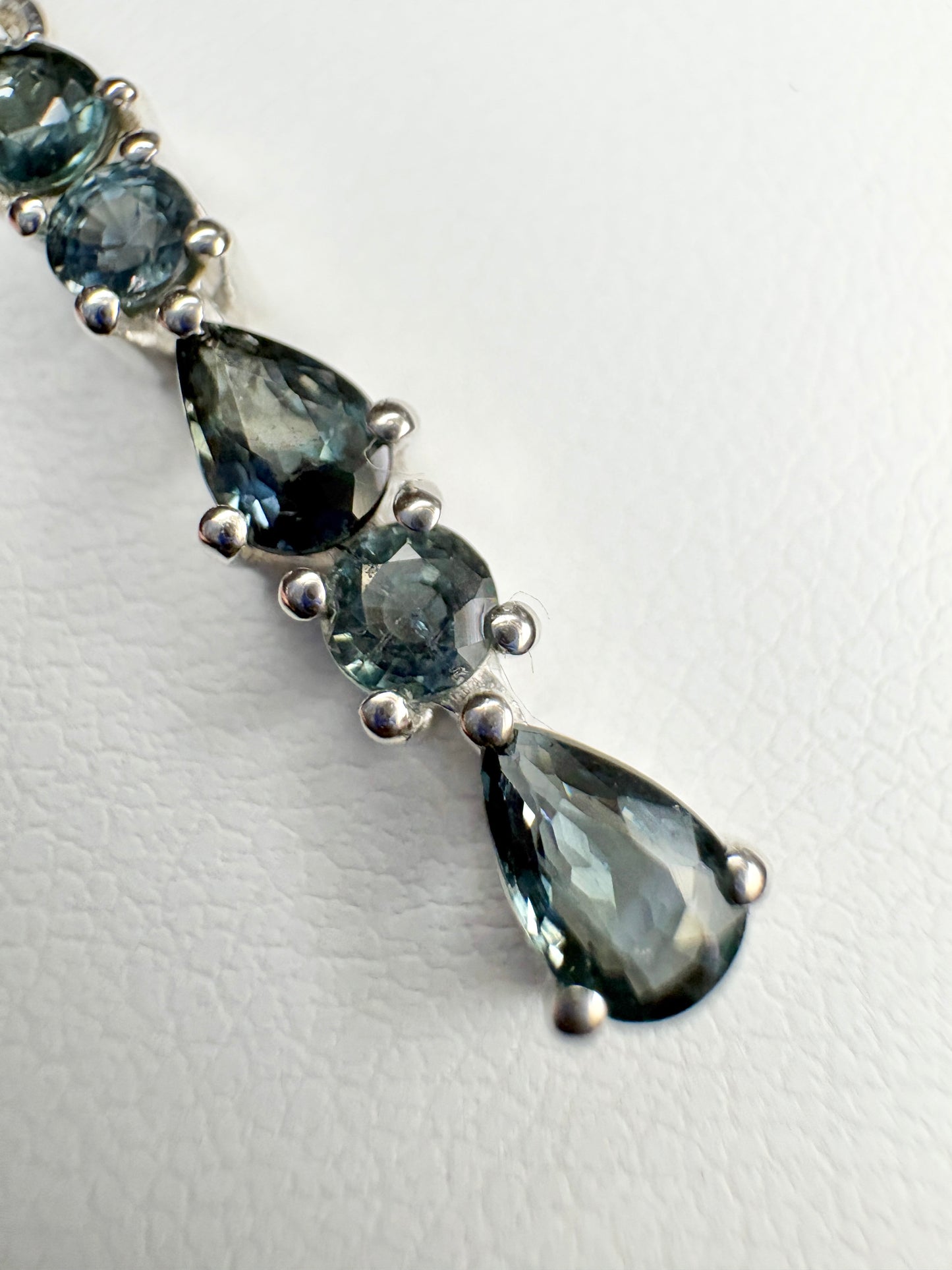 Australian Sapphire Pendant Necklace in Sterling Silver 18"