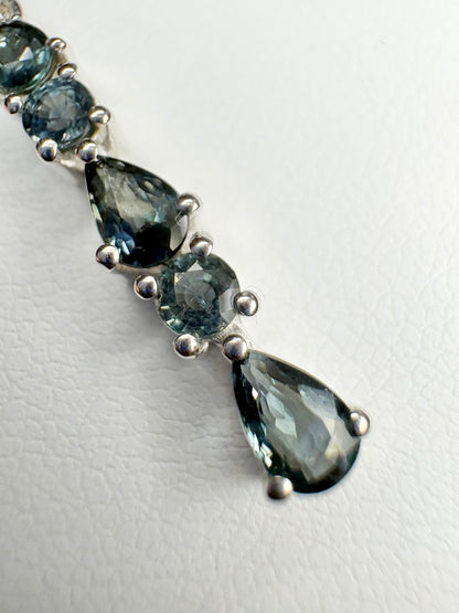 Australian Sapphire Pendant Necklace in Sterling Silver 18"