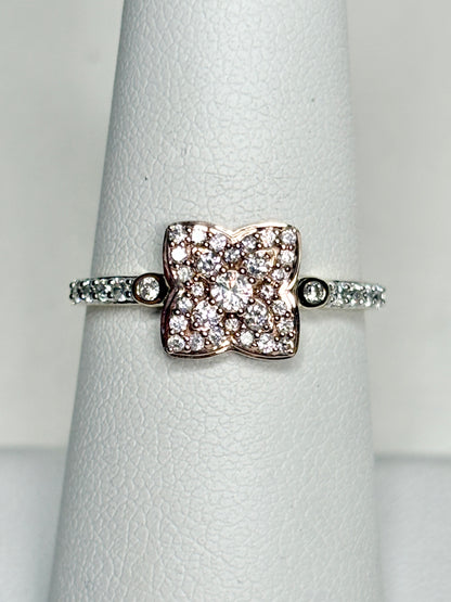 Natural Pink and White Angolan Type lla Diamond Ring 9k Rose Gold size 7