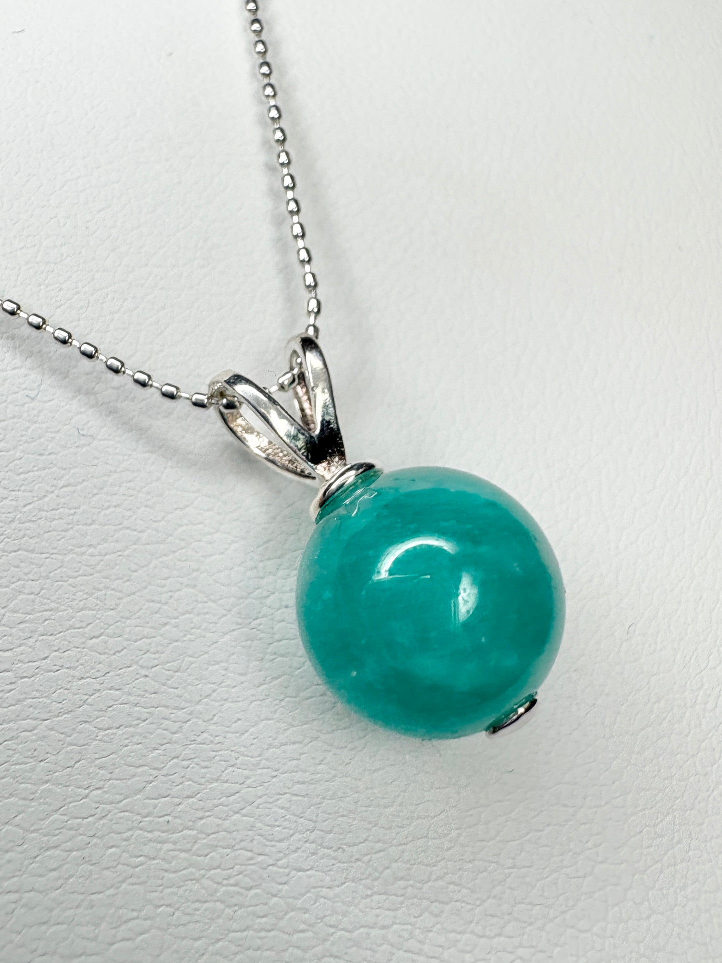 Brazilian Unheated Amazonite Bead Pendant Necklace Sterling Silver Ball Chain 18" (Copy)