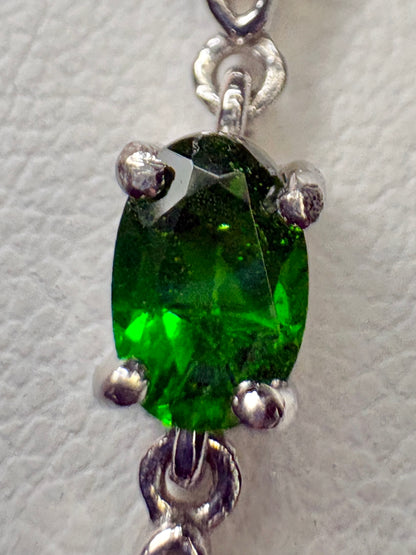 Chrome Diopside Adjustable Bolo Bracelet in Sterling Silver