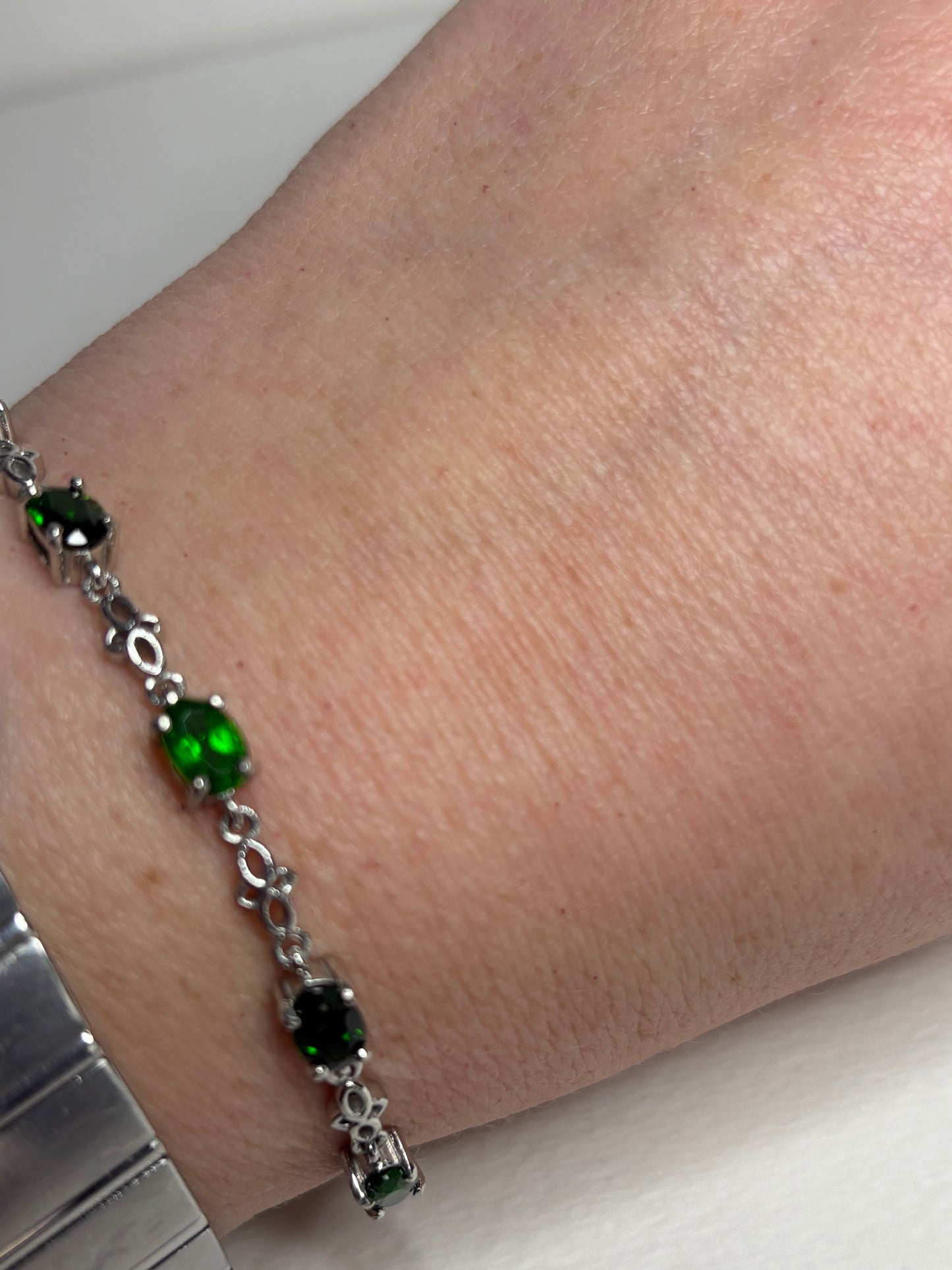 Chrome Diopside Adjustable Bolo Bracelet in Sterling Silver