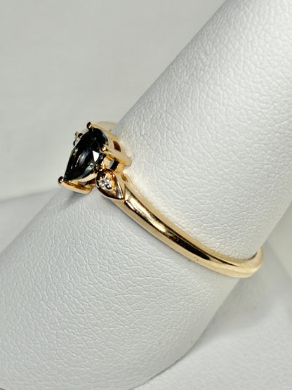 Pear Montana Sapphire Untreated Ring 9k Gold Size 9