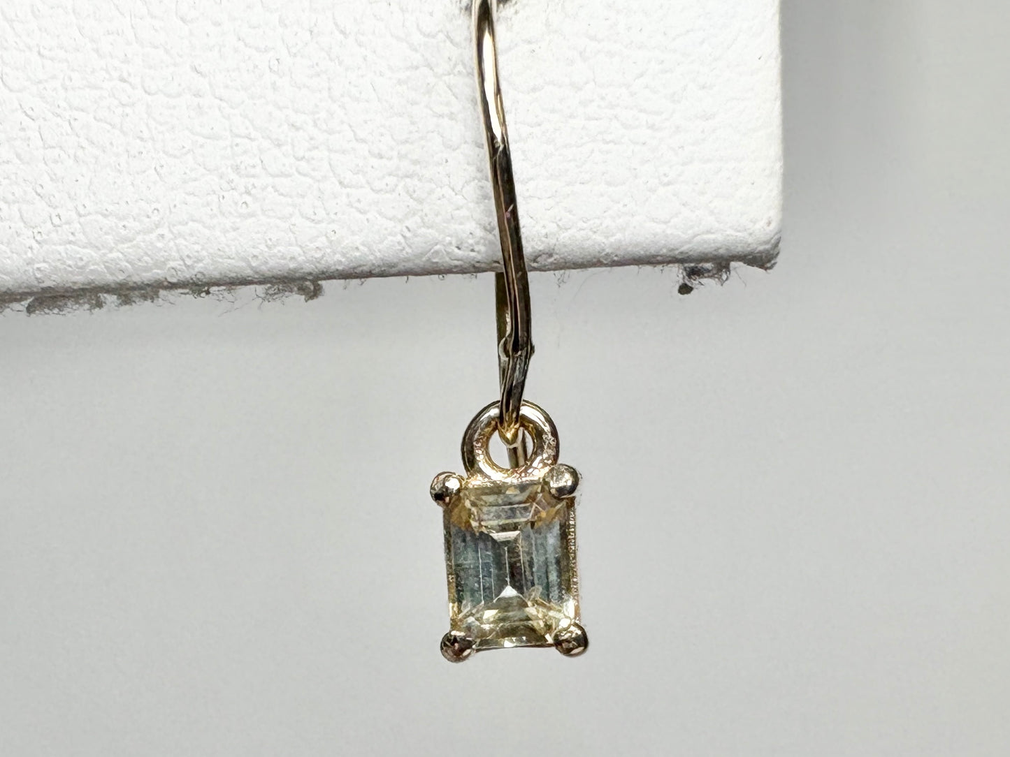 Yellow Untreated Montana Sapphire Dangle Drop Earrings Solid 9k Gold