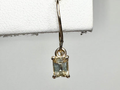 Yellow Untreated Montana Sapphire Dangle Drop Earrings Solid 9k Gold